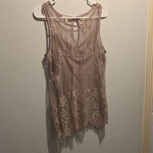 Maurices Delicate Lace Tank Top - Soft Pink
